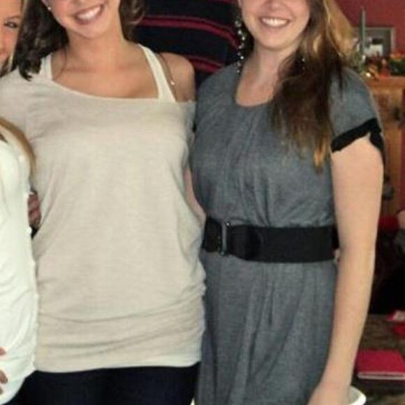 Simply Vera Vera Wang Dark Gray Tie Belt Dress with Pleats and Black Sheer Edges - Picture 2 of 13